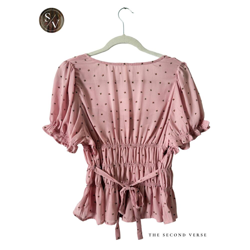 NWT Free People Adore You Blouse Top Floral Pink Size Medium - Picture 5 of 14